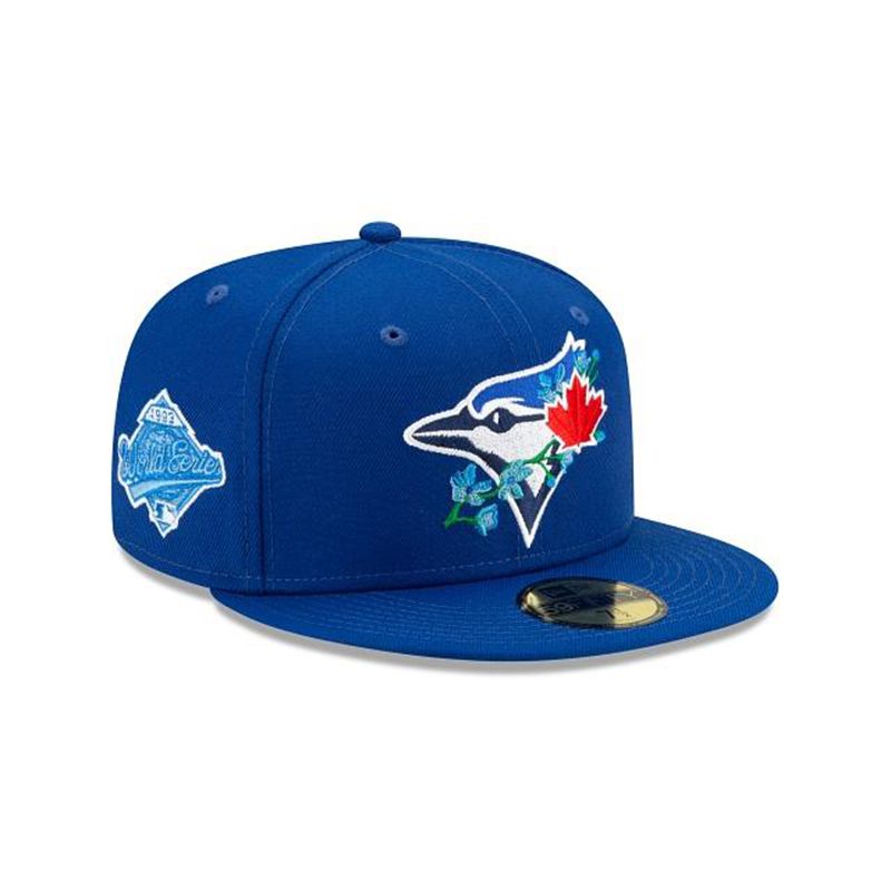 MLB Toronto Blue Jays Side Patch Bloom 59Fifty Fitted (NOG0370) - Blue New Era Caps